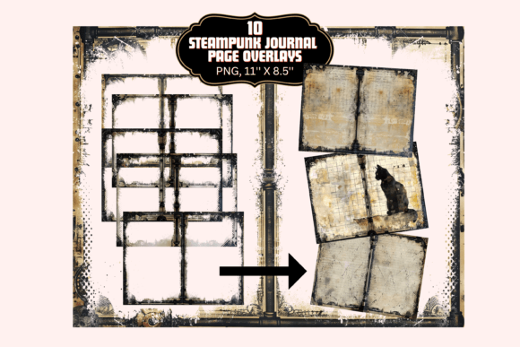 Download Steampunk Border Junk Journal Overlays - Steampunk border Collection